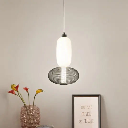 Lampada LED a sospensione INKAS, altezza 90 cm, nero, vetro/metallo, CCT Ultimissimo Modello