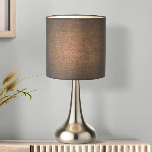 Must-Have Lampada da tavolo Neraiah, grigio/argento, tessuto, 34 cm, dimmerabile
