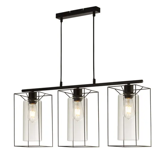 Lampada a sospensione Vesperon, trasparente, vetro, a 3 luci, 75 cm Must-Have