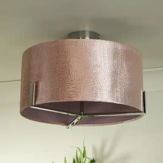 Reso Gratuito Plafoniera Kyran, rossa, metallo, velluto, Ø 40 cm, E27