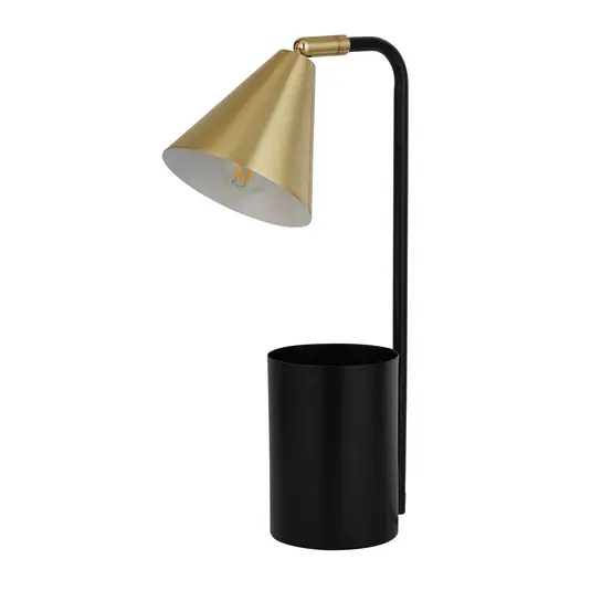 Lampada da tavolo Rivan, nero/oro, metallo, 41 cm, E14 Subito Disponibile