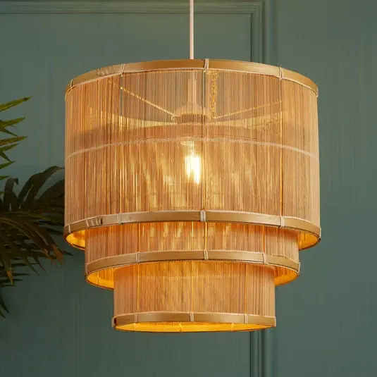 Lampada a sospensione Astaria, color legno, bambù, Ø 40 cm, E27 Professionale