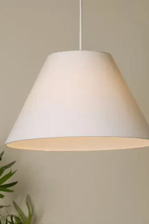 Lampada a sospensione Lyta, bianca, Ø 38 cm, tessuto, E27, forma conica Offerta Limitata