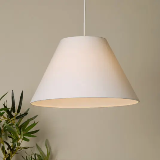 Lampada a sospensione Lyta, bianca, Ø 38 cm, tessuto, E27, forma conica Offerta Limitata