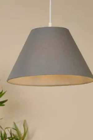 Lampada a sospensione Lyta, grigio, Ø 28 cm, tessuto, E27, forma conica Offerta Limitata