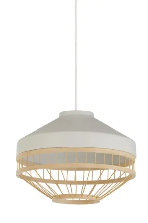 Lampada a sospensione Lanya, bianco, acciaio/bambù, Ø 30 cm, E27 Spedizione Espresso