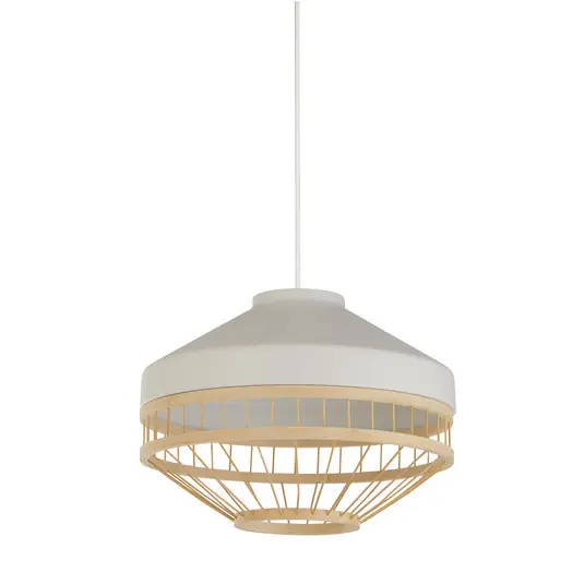 Lampada a sospensione Lanya, bianco, acciaio/bambù, Ø 30 cm, E27 Spedizione Espresso