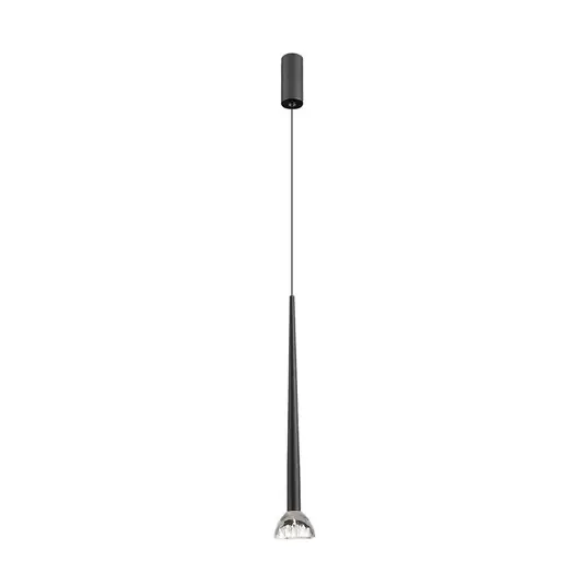 Lampada LED a sospensione Rina, nera/trasparente, Ø 7 cm, metallo/acrilico Offerta Speciale