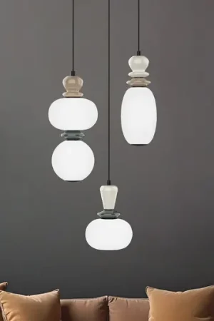 Lampada LED a sospensione Gemma, Ø 38 cm, colorata, vetro/ceramica, a 3 luci. Esclusivo