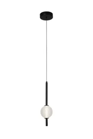 Lampada LED a sospensione Abeona, Ø 10 cm, nero/trasparente, metallo/vetro Offerta Speciale