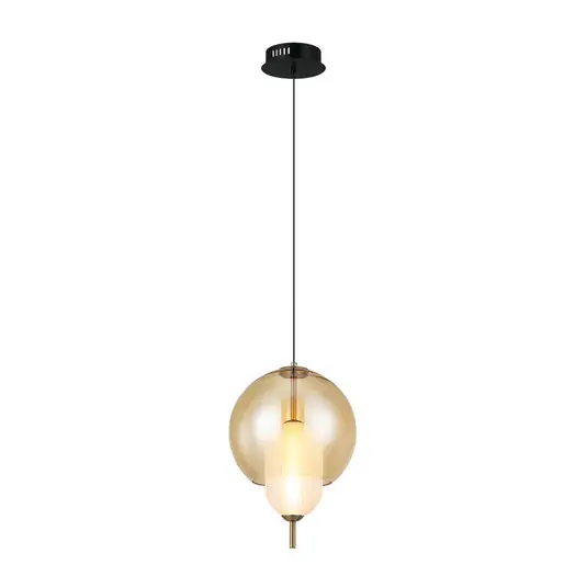 Reso Gratuito Lampada LED a sospensione Adol, color ambra, Ø 25 cm, vetro