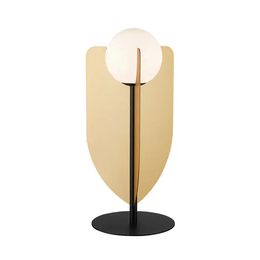 Lampada da tavolo Fedora, altezza 42 cm, color oro, metallo/vetro Spedito Oggi