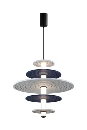 lampada LED a sospensione Azul, altezza 46 cm, blu/grigio/nero, feltro Acquista Ora
