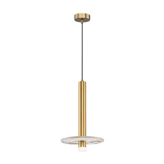 Lampada LED a sospensione Leandros color oro Ø 40 cm Pietra artificiale/metallo Subito Disponibile