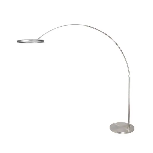 Lampada ad arco a LED Ringlux, color acciaio, metallo, CCT, dimmerabile Compra Online