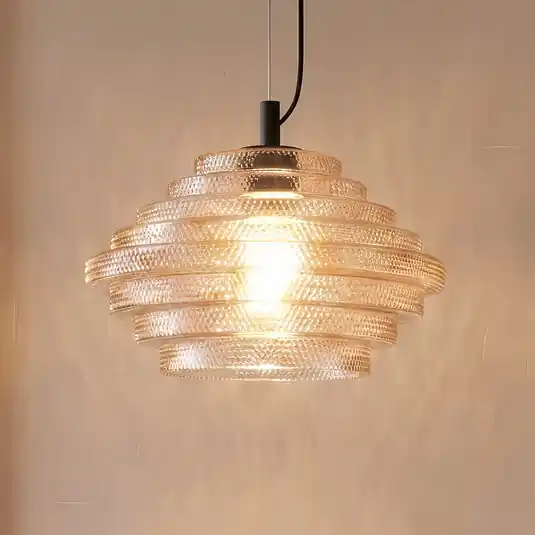 Lampada a sospensione Lindby Orliana, Ø 35 cm, ambra, vetro Scelto Dai Clienti