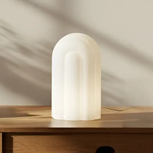 Lucande Lampada da tavolo LED Lunja, bianca, vetro, 30 cm, CCT Promo Stagionale