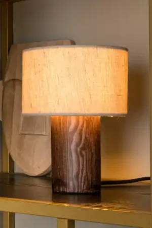 Lampada da tavolo Tachina, altezza 20 cm, marrone/naturale, legno/tessuto Spedizione Espresso