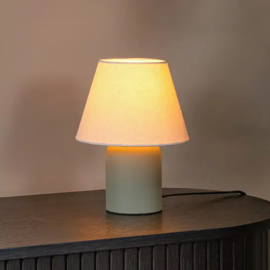 Lampada da tavolo Macia, verde/beige, altezza 27 cm, ceramica/tessuto A Buon Prezzo
