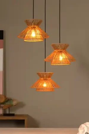 Ultime Pezzi Lampada a sospensione Tasman, lunghezza 61 cm, colore naturale, carta, a 3 luci.