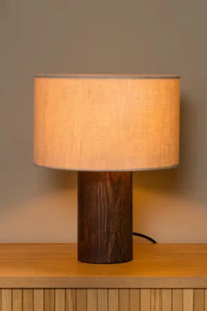 Solo Oggi Lampada da tavolo Tachina, altezza 31 cm, marrone/naturale, legno/tessuto