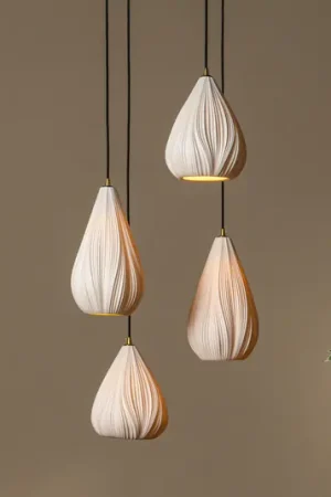 Bestseller Lampada a sospensione Cinzia, bianca/nera, Ø 55 cm, porcellana, a 4 luci.