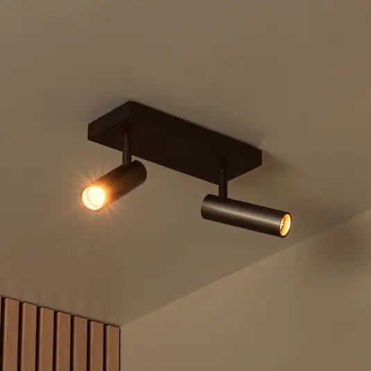 Soddisfatti O Rimborsati Faretto da soffitto Grado, lunghezza 25 cm, grigio, metallo, a 2 luci.