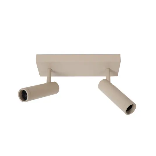 Faretto da soffitto Grado, lunghezza 25 cm, taupe, metallo, a 2 luci. Reso Gratuito