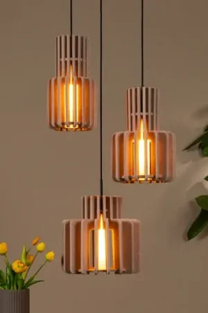 Lampada a sospensione Rollo, taupe, Ø 50 cm, tessuto/metallo/vetro, a 3 luci. Reso Gratuito