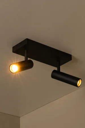 Faretto da soffitto Grado, lunghezza 25 cm, nero, metallo, a 2 luci. Spedizione Espresso