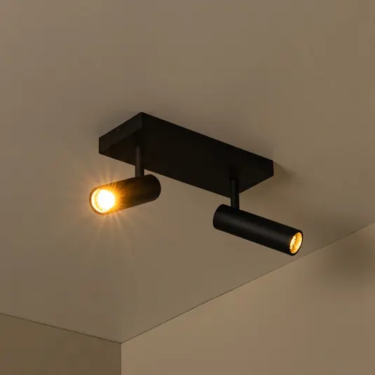 Faretto da soffitto Grado, lunghezza 25 cm, nero, metallo, a 2 luci. Spedizione Espresso