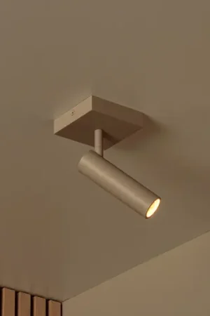 Faretto da soffitto Grado, lunghezza 10 cm, taupe, metallo Nuova Collezione