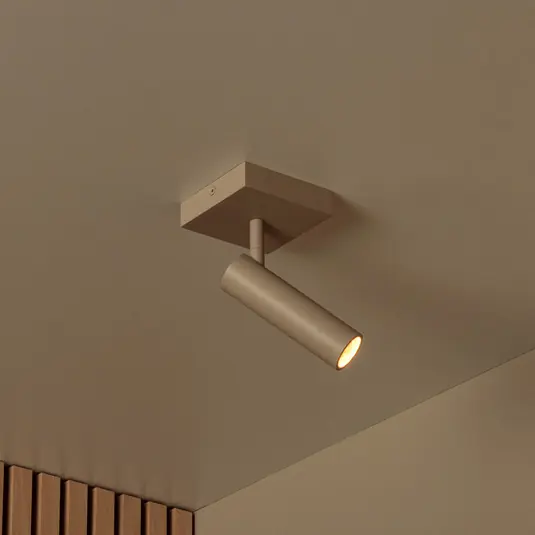Faretto da soffitto Grado, lunghezza 10 cm, taupe, metallo Nuova Collezione