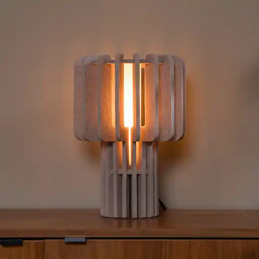 Scelto Dai Clienti Lampada da tavolo Rollo, taupe, altezza 35 cm, feltro/vetro/metallo