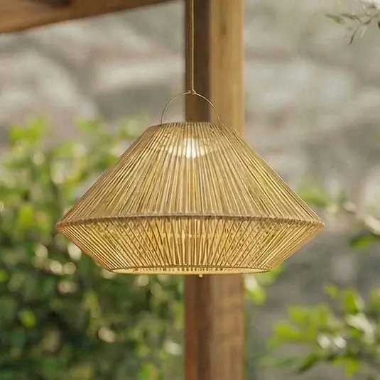 Super Prezzo Lampada a sospensione solare a LED Lindby Austas, beige, Ø 50 cm, USB, IP54