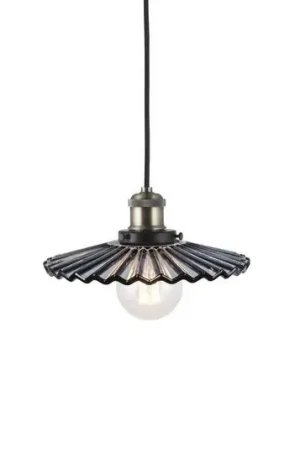 Economico Globen Lighting Lampada a sospensione COBBLER, grigio fumo, Ø 25 cm