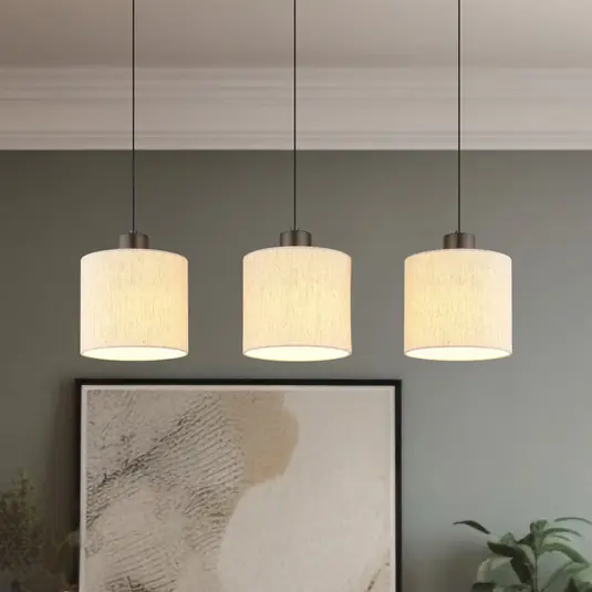 Solo Oggi Lampada LED a sospensione Thea, lunghezza 74 cm, a 3 luci, crema/nero opaco