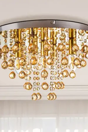 Ultima Occasione Plafoniera London, Ø 46 cm, a 5 luci, color oro, vetro acrilico