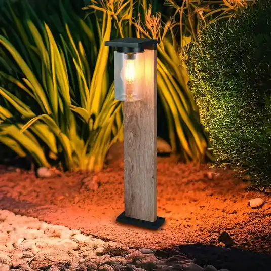 Offerta Del Giorno Lampione ARDILA, effetto legno, altezza 65 cm, metallo/vetro, IP44