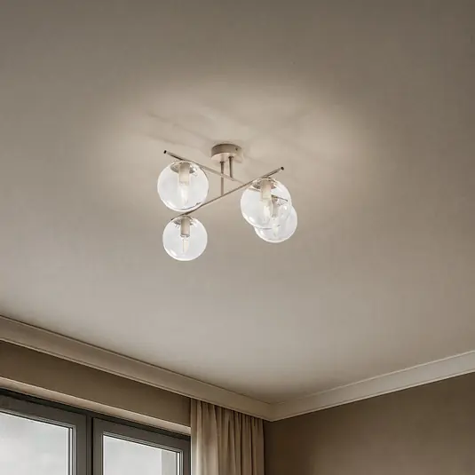 Offerta Lampo Plafoniera Zoe, beige, lunghezza 51 cm, vetro, a 4 luci, E14