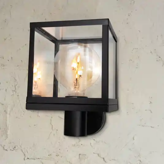 Applique da esterno SEGULA Modern, acciaio inossidabile, vetro, nero, E27 Ordina Subito