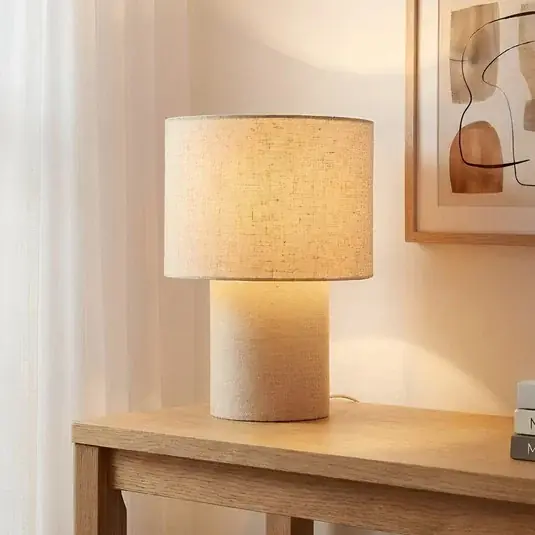 Ultimissimo Modello Lampada da tavolo Lindby Elfie, Ø 23 cm, beige, lino, E27