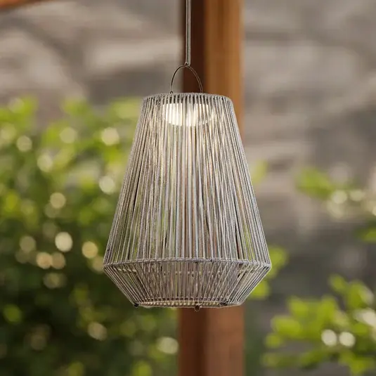 Lampada a sospensione solare a LED Lindby Austas, grigia, Ø 32 cm, USB, IP54 Compra Online