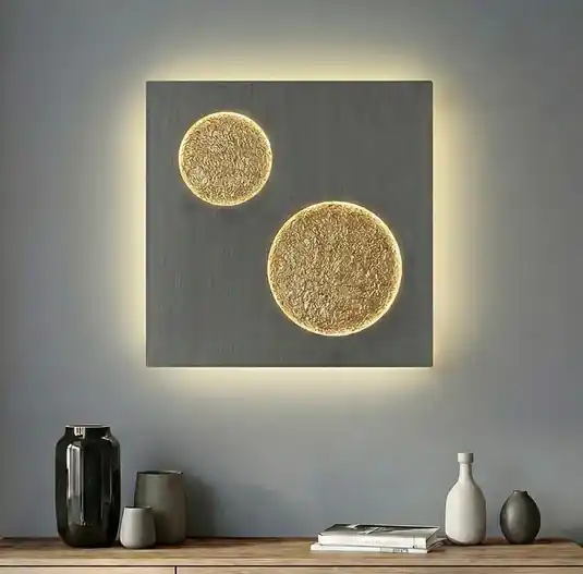 Compra Adesso Lucande Applique a LED Delin, grigio/oro, 55 x 55 cm, dimmerabile