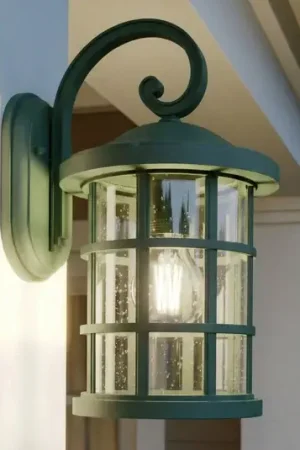 Applique da esterno Lindby Ankea, verde, altezza 37 cm, IP23, E27 Offerta Limitata