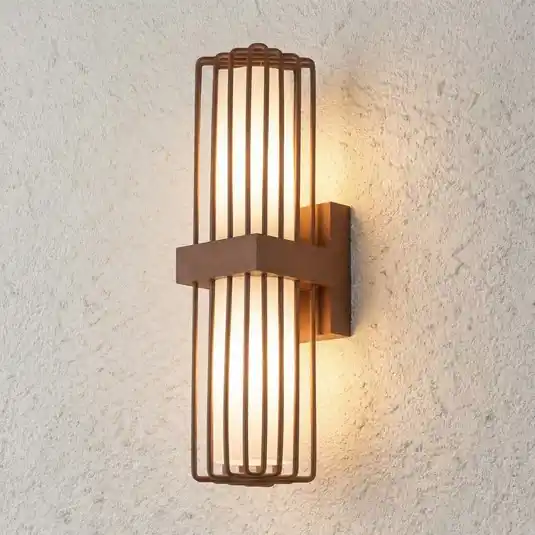 Occasione Lucande Applique da esterno Chandan, ruggine, a 2 luci, IP54, E27