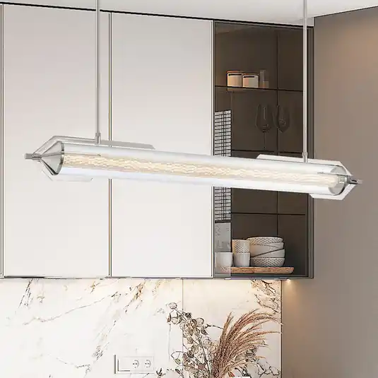Lampada LED a sospensione a sospensione ESPADA, cromo lucido, 122 cm, Economico
