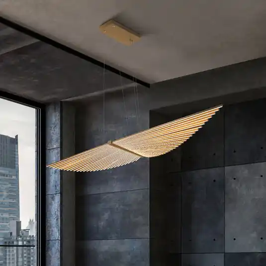Offerta Limitata Lampada LED a sospensione SERAPH, oro spazzolato, lunghezza 105 cm Metallo