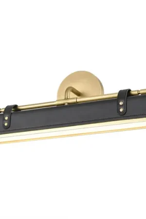 Nuova Collezione Applique a LED VALISE, nero/ottone anticato, 50 cm in similpelle