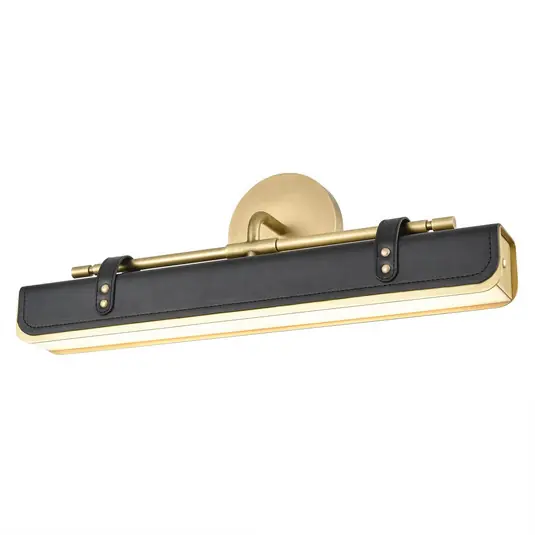 Nuova Collezione Applique a LED VALISE, nero/ottone anticato, 50 cm in similpelle